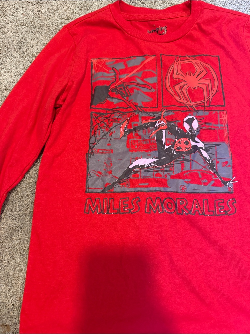 Jumping Beans Spider-Man Miles Morales Long Sleeve Tee Red & Black Boys 7